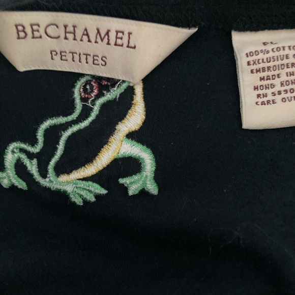 Vintage Bechamel Embroidered Tree Frog Tee Womens Size Large Petite  Top - Picture 9 of 12